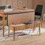 Hanah Home Vina 1070 Juego de Mesa y Sillas de Comedor Extensible, Pino Atlántico y Verde, Tablero Melamina y Lino, Patas Carpe